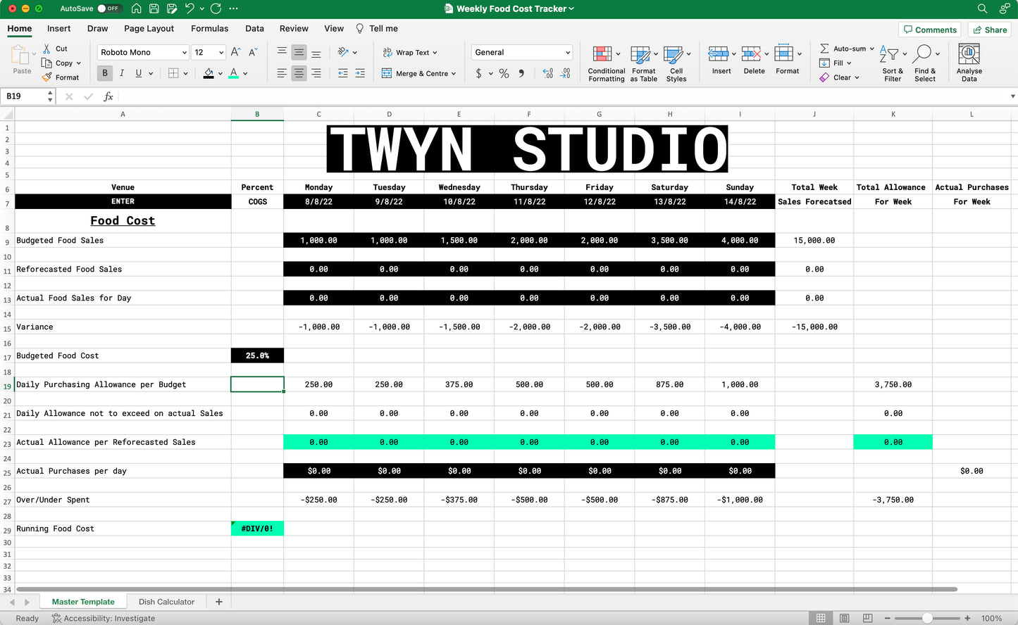 FREE - Weekly Food Cost Tracker (Excel)